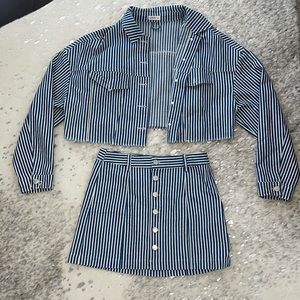 LUNIK two piece blue and white striped set